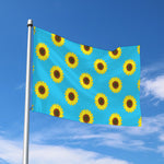 Blue Cute Sunflower Pattern Print Polyester Flag