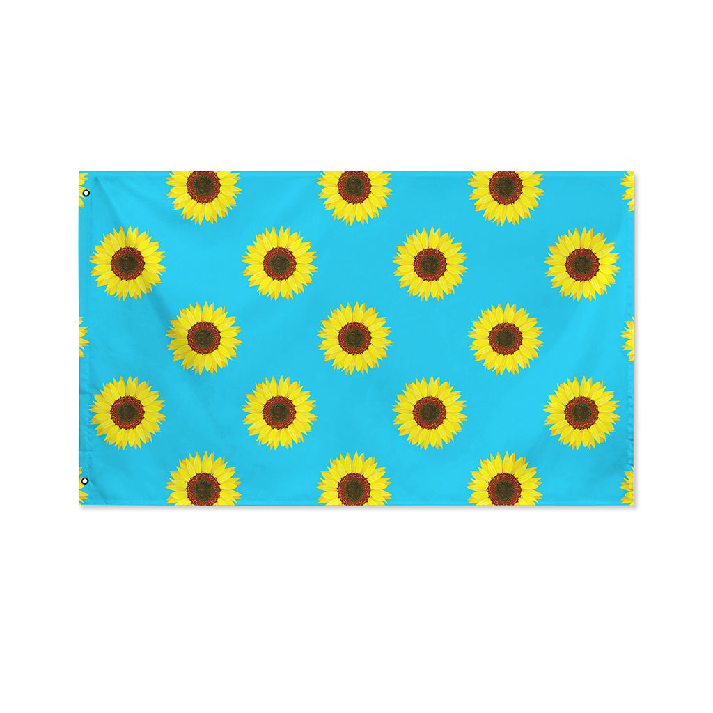 Blue Cute Sunflower Pattern Print Polyester Flag