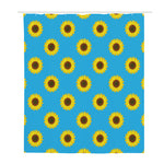Blue Cute Sunflower Pattern Print Polyester Shower Curtain