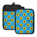 Blue Cute Sunflower Pattern Print Pot Holders With Pocket