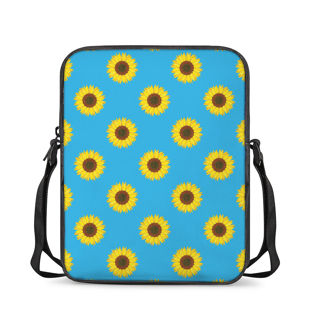 Blue Cute Sunflower Pattern Print Rectangular Crossbody Bag
