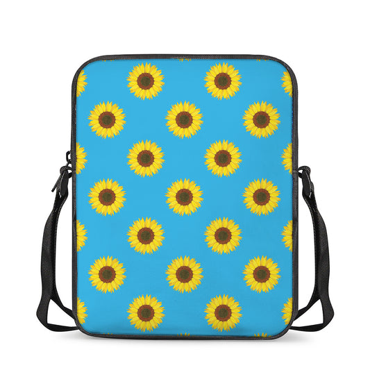 Blue Cute Sunflower Pattern Print Rectangular Crossbody Bag