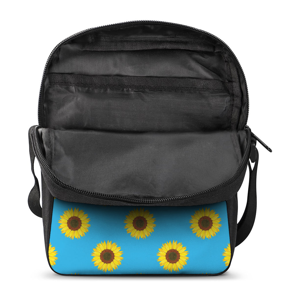 Blue Cute Sunflower Pattern Print Rectangular Crossbody Bag
