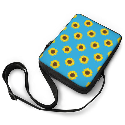 Blue Cute Sunflower Pattern Print Rectangular Crossbody Bag