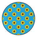 Blue Cute Sunflower Pattern Print Round Floor Mat