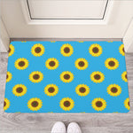 Blue Cute Sunflower Pattern Print Rubber Doormat