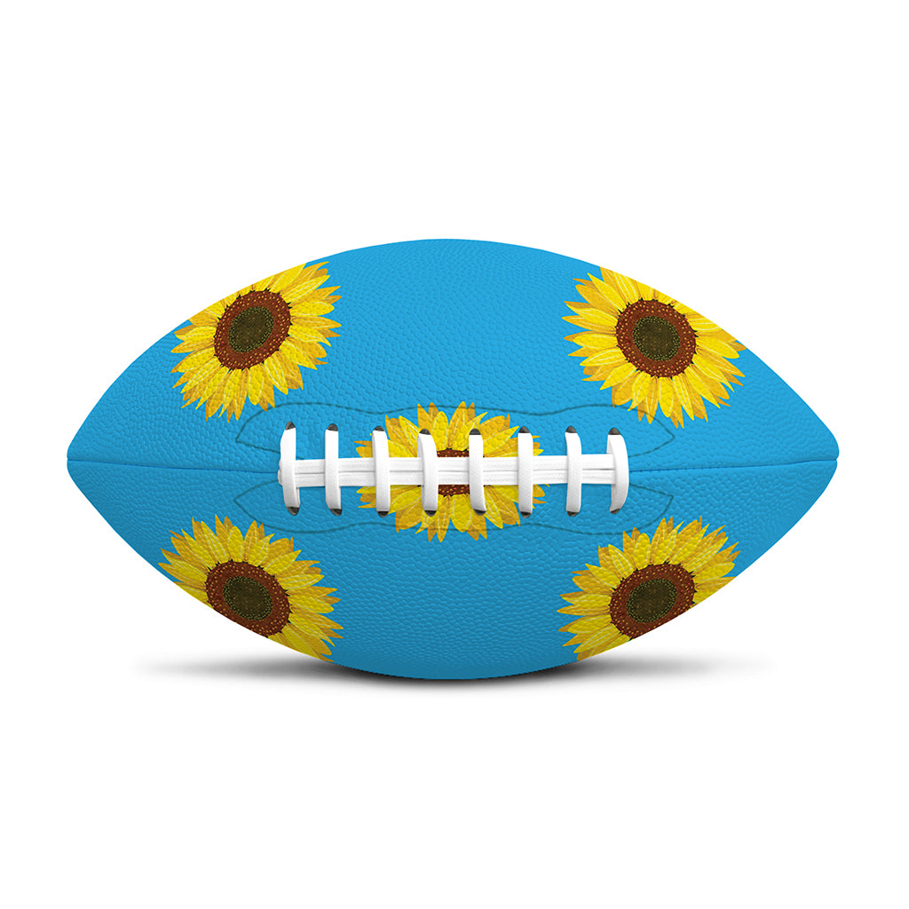 Blue Cute Sunflower Pattern Print Rugby Ball