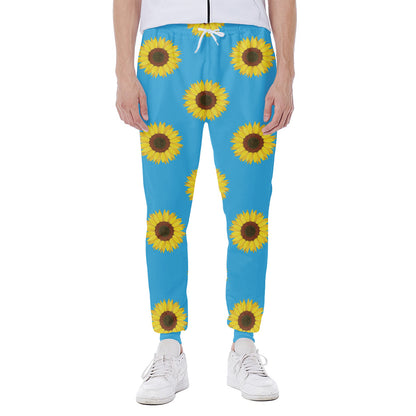 Blue Cute Sunflower Pattern Print Scuba Joggers