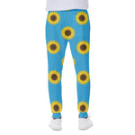 Blue Cute Sunflower Pattern Print Scuba Joggers
