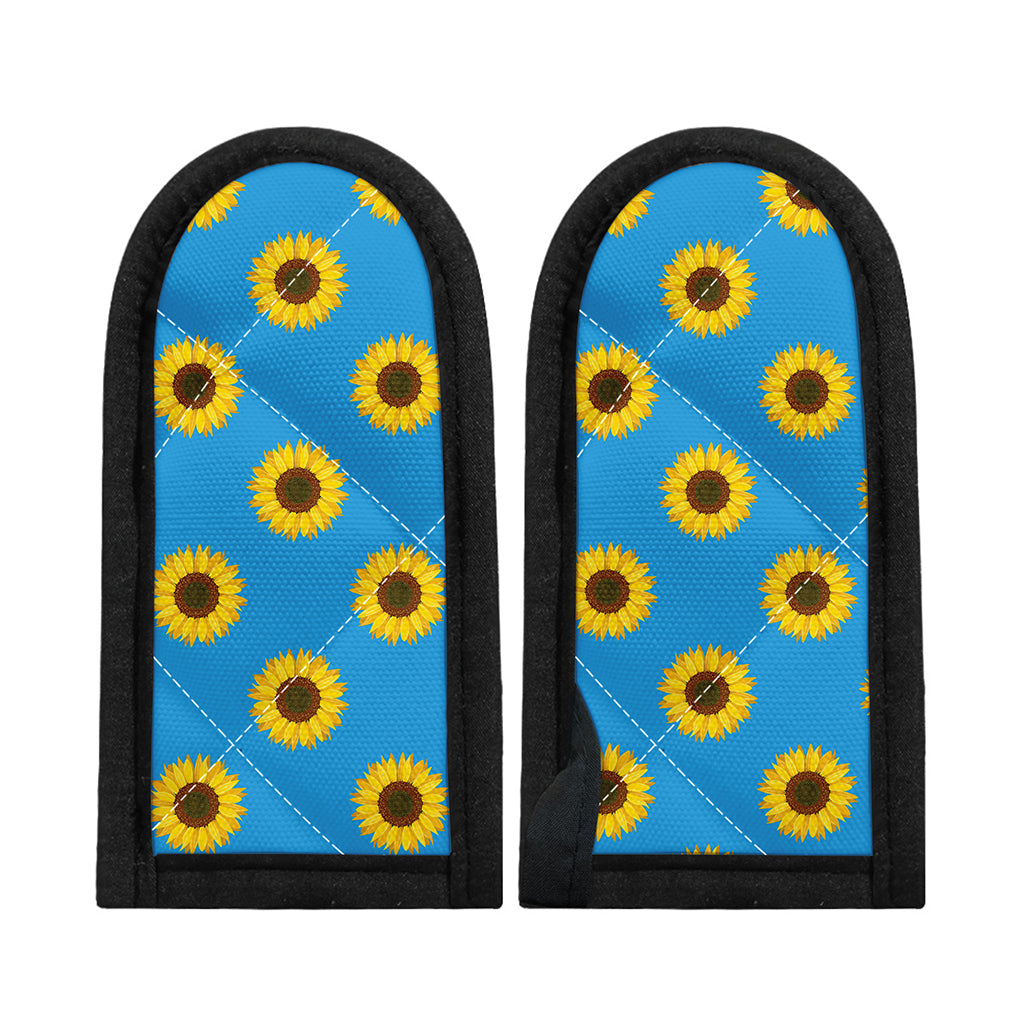 Blue Cute Sunflower Pattern Print Skillet Handle Cover