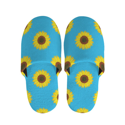 Blue Cute Sunflower Pattern Print Slippers