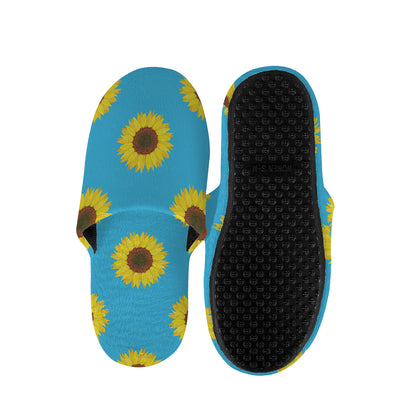 Blue Cute Sunflower Pattern Print Slippers
