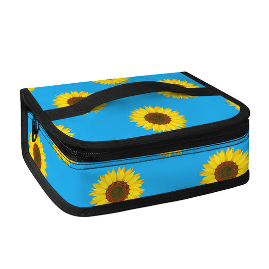 Blue Cute Sunflower Pattern Print Small Lunch Bag