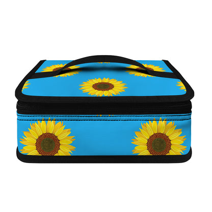 Blue Cute Sunflower Pattern Print Small Lunch Bag