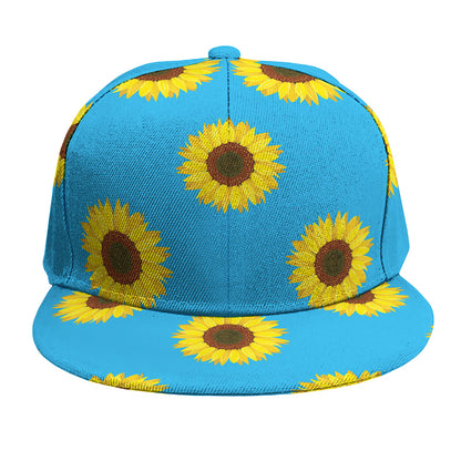 Blue Cute Sunflower Pattern Print Snapback Cap