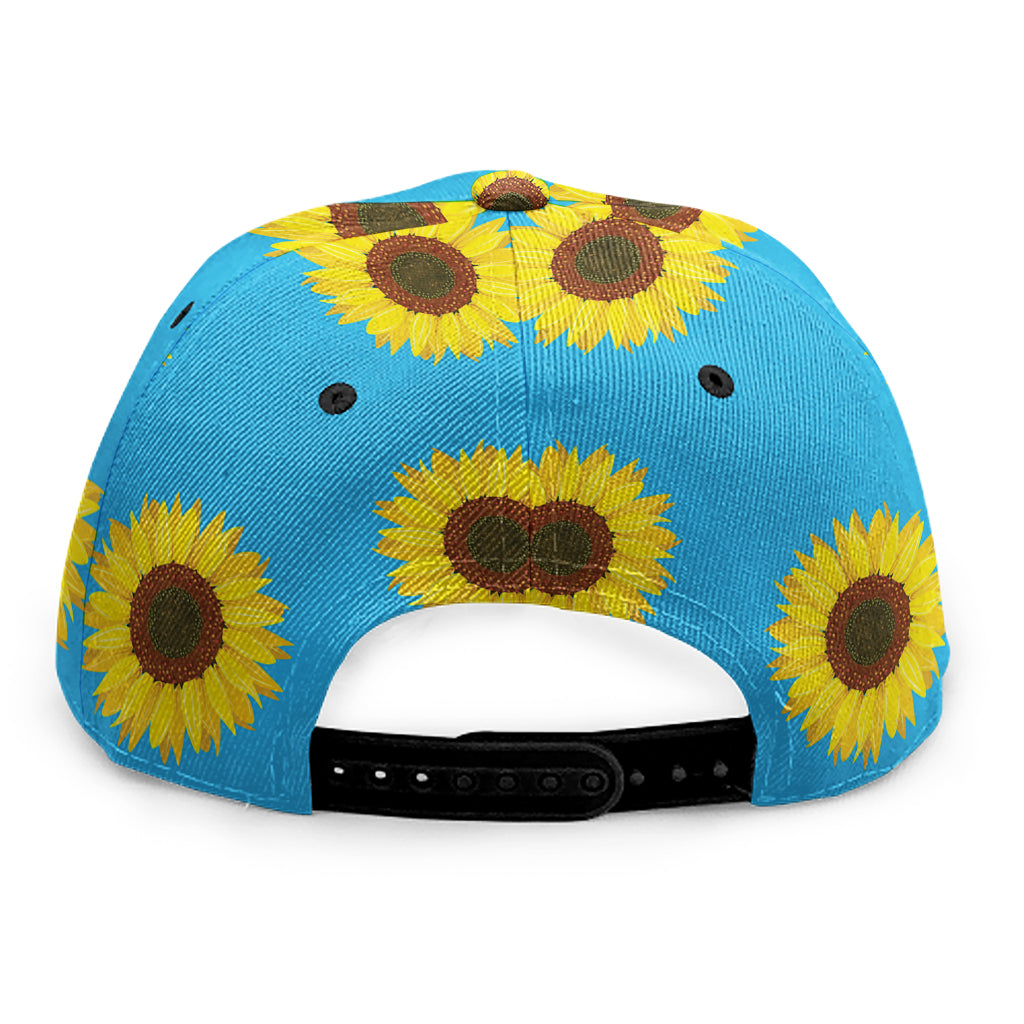 Blue Cute Sunflower Pattern Print Snapback Cap