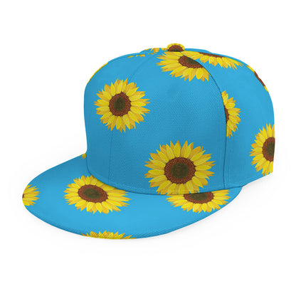 Blue Cute Sunflower Pattern Print Snapback Cap