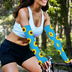 Blue Cute Sunflower Pattern Print Sun Protection Arm Sleeves