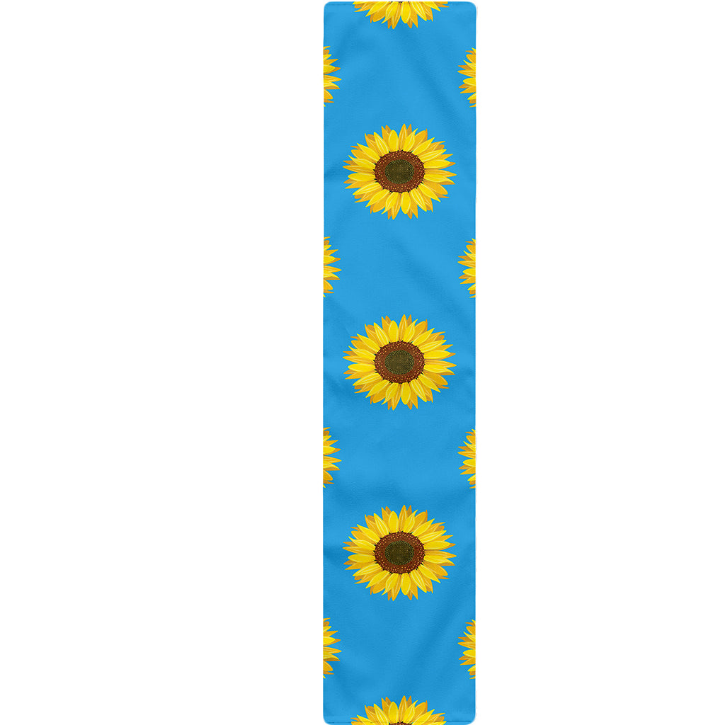 Blue Cute Sunflower Pattern Print Table Runner