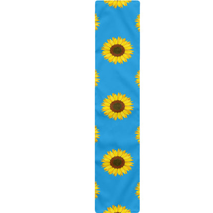 Blue Cute Sunflower Pattern Print Table Runner
