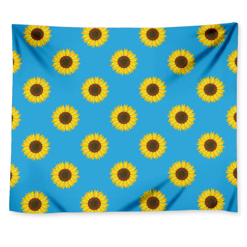 Blue Cute Sunflower Pattern Print Tapestry