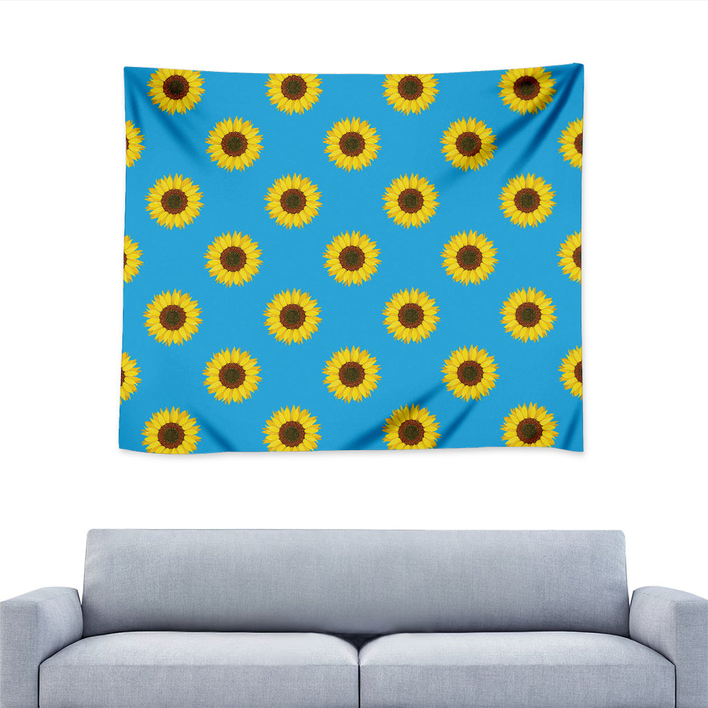 Blue Cute Sunflower Pattern Print Tapestry