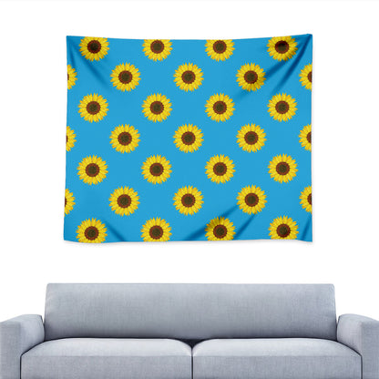 Blue Cute Sunflower Pattern Print Tapestry