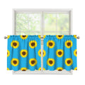 Blue Cute Sunflower Pattern Print Tier Curtains