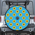 Blue Cute Sunflower Pattern Print Tire Cover With Camera Hole