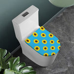 Blue Cute Sunflower Pattern Print Toilet Lid Cover