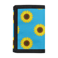 Blue Cute Sunflower Pattern Print Trifold Wallet