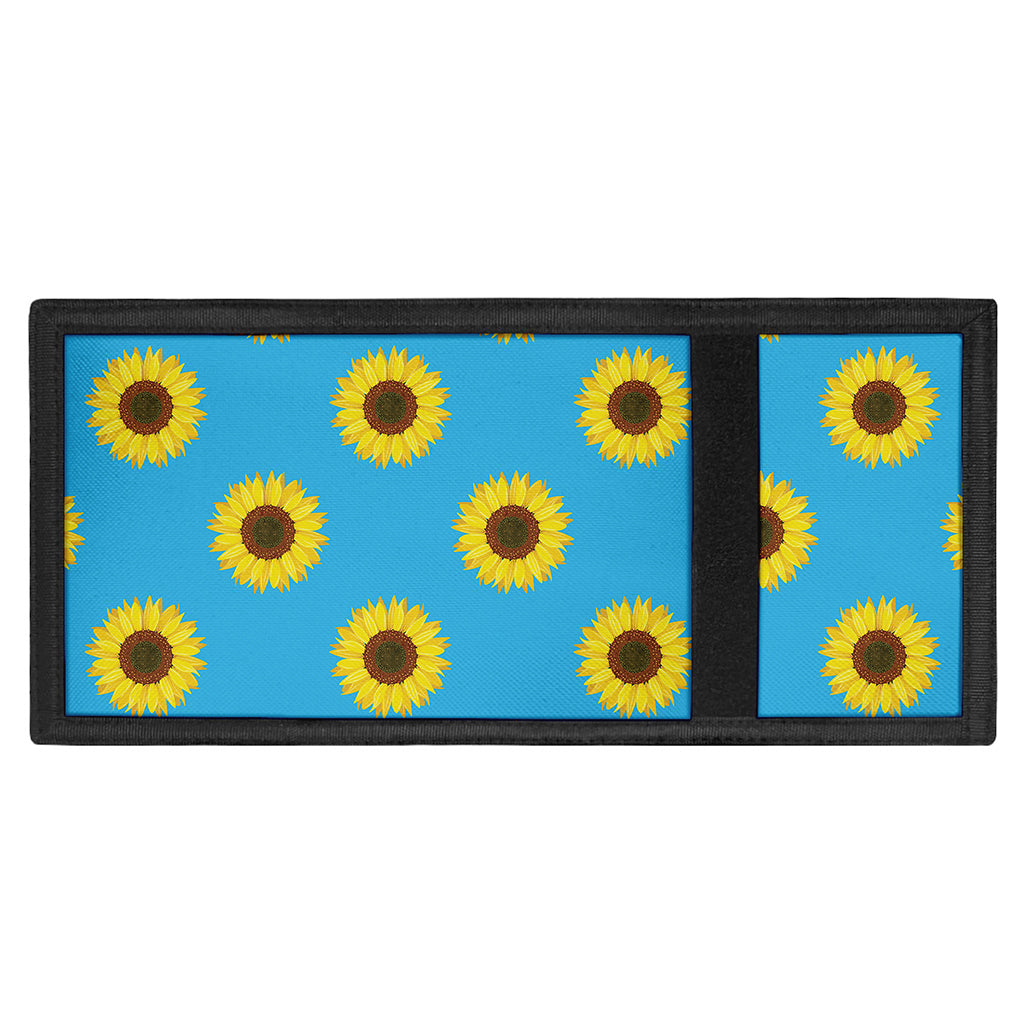 Blue Cute Sunflower Pattern Print Trifold Wallet