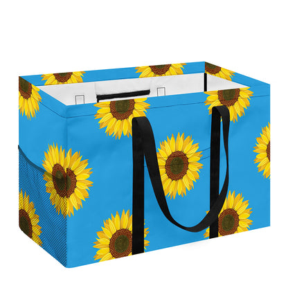 Blue Cute Sunflower Pattern Print Utility Tote Bag