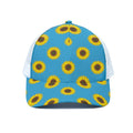 Blue Cute Sunflower Pattern Print White Mesh Trucker Hat