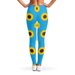 Blue Cute Sunflower Pattern Print Women's Leggings