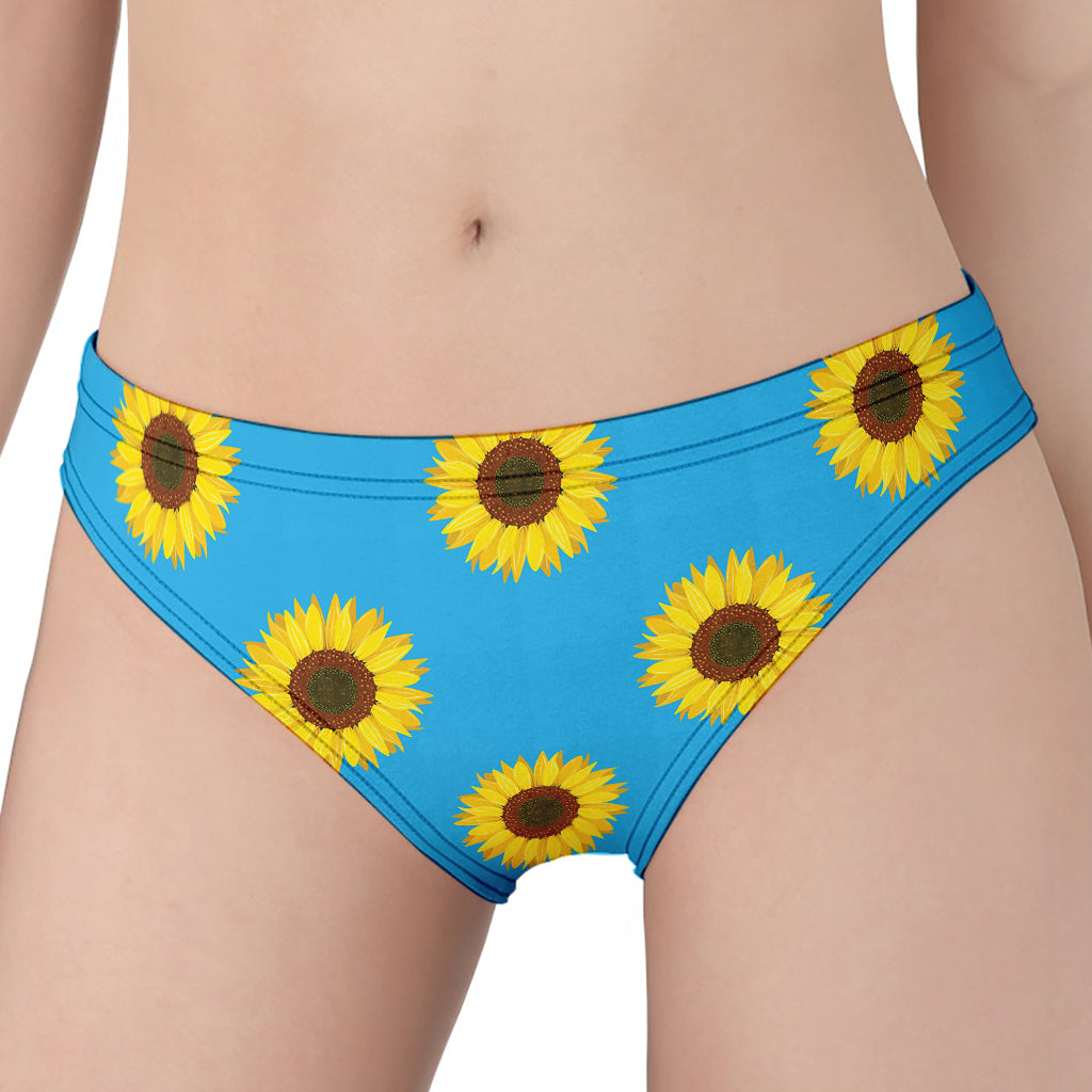 Blue Cute Sunflower Pattern Print Women's Panties