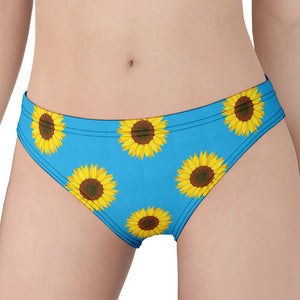 Blue Cute Sunflower Pattern Print Women's Panties