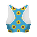 Blue Cute Sunflower Pattern Print Women's Sports Bra