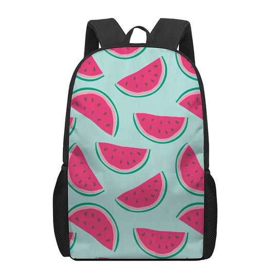 Blue Cute Watermelon Pattern Print 17 Inch Backpack