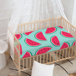 Blue Cute Watermelon Pattern Print Baby Crib Sheet