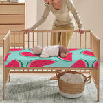 Blue Cute Watermelon Pattern Print Baby Crib Sheet