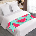 Blue Cute Watermelon Pattern Print Bed Runner