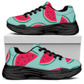 Blue Cute Watermelon Pattern Print Black Chunky Shoes