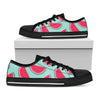 Blue Cute Watermelon Pattern Print Black Low Top Sneakers