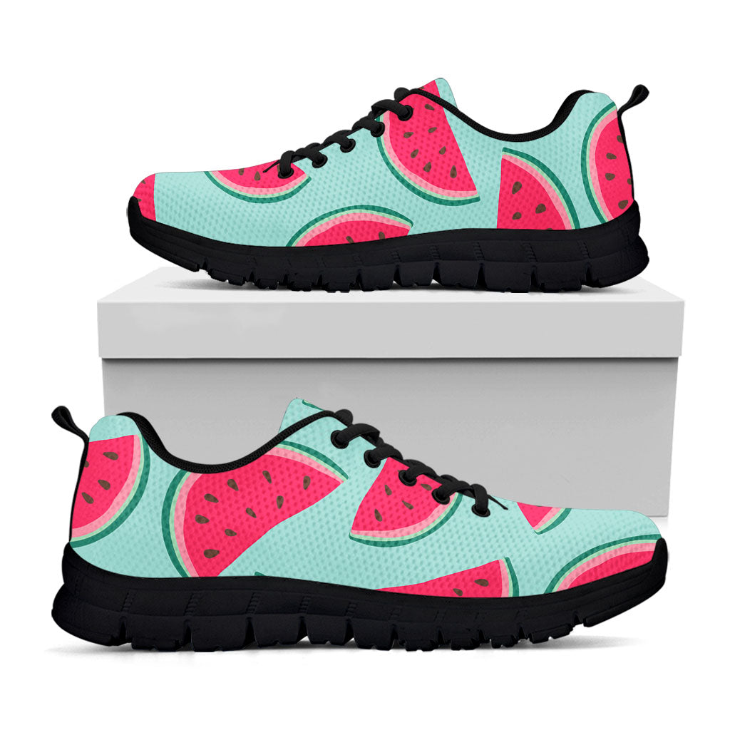 Blue Cute Watermelon Pattern Print Black Running Shoes