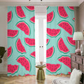Blue Cute Watermelon Pattern Print Dimout Pencil Pleat Curtains
