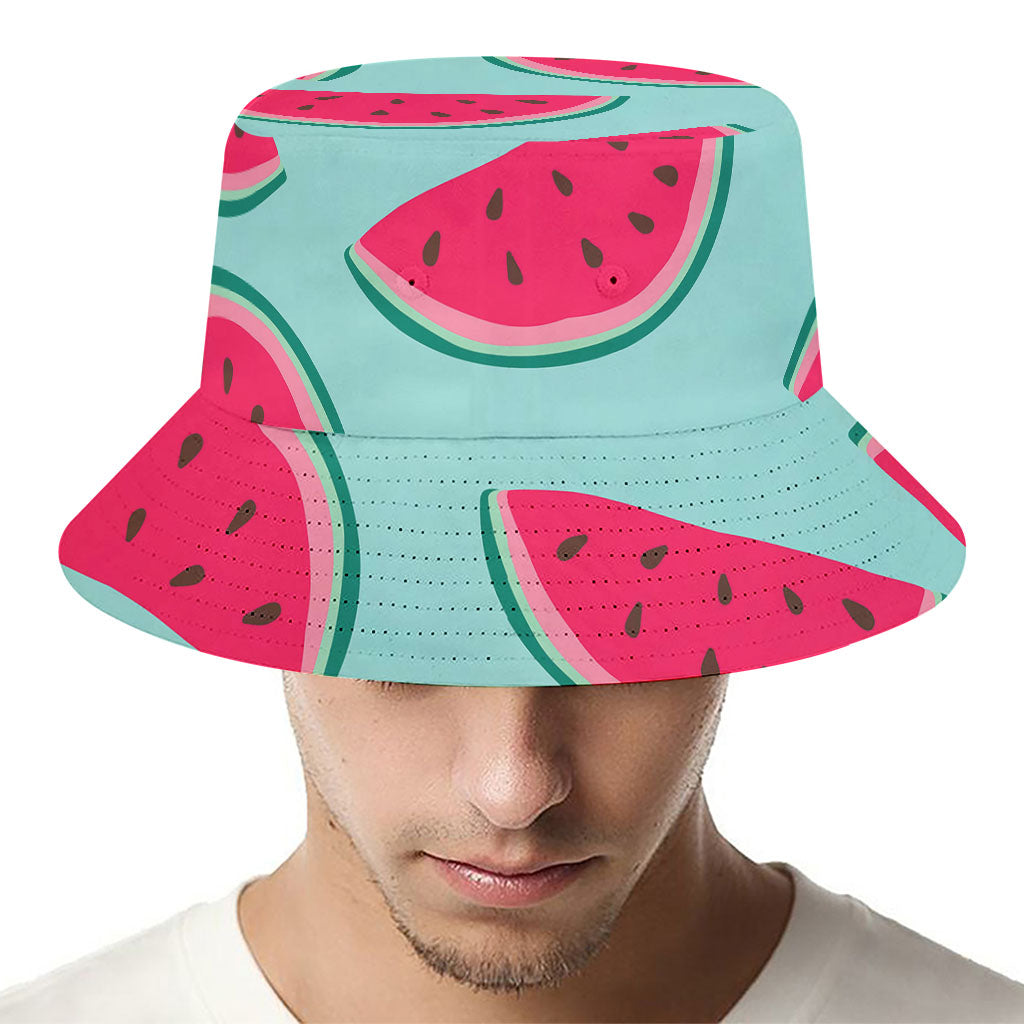 Blue Cute Watermelon Pattern Print Bucket Hat