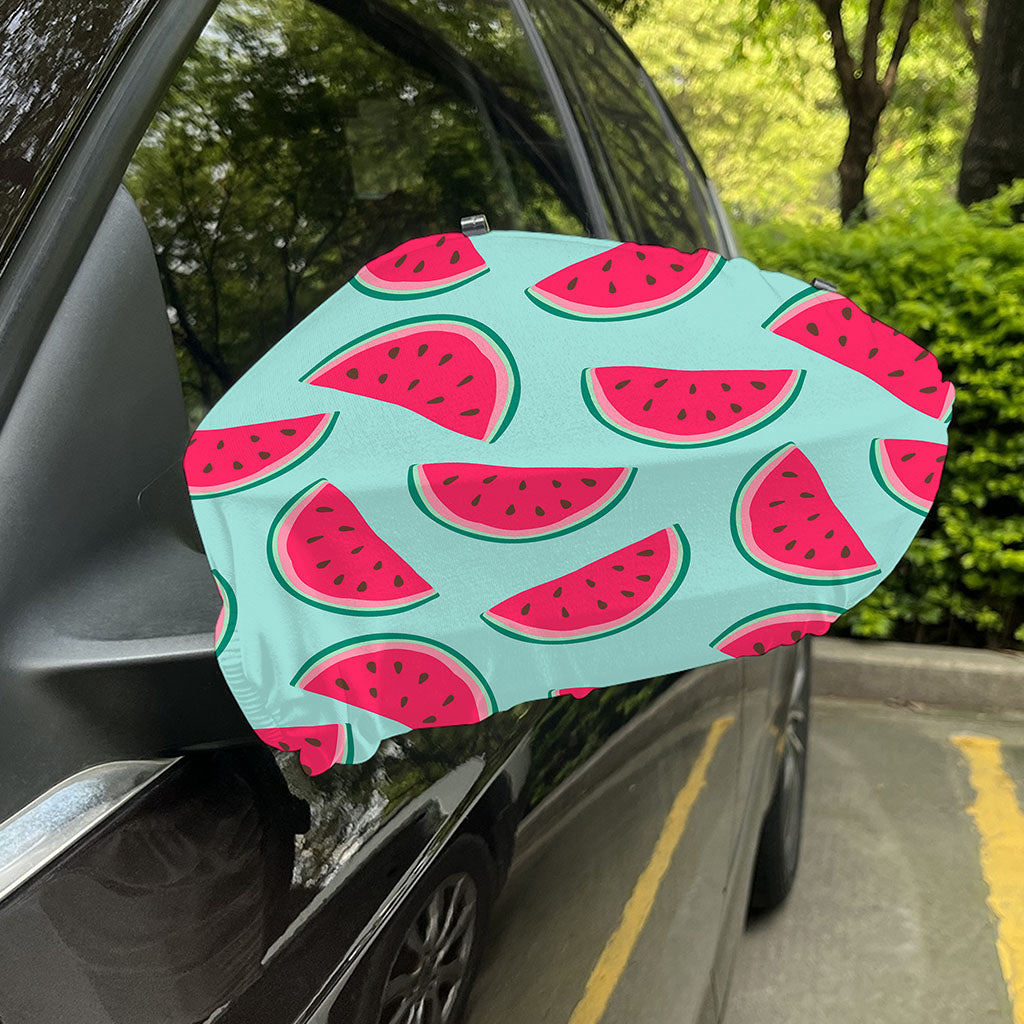 Blue Cute Watermelon Pattern Print Car Side Mirror Covers
