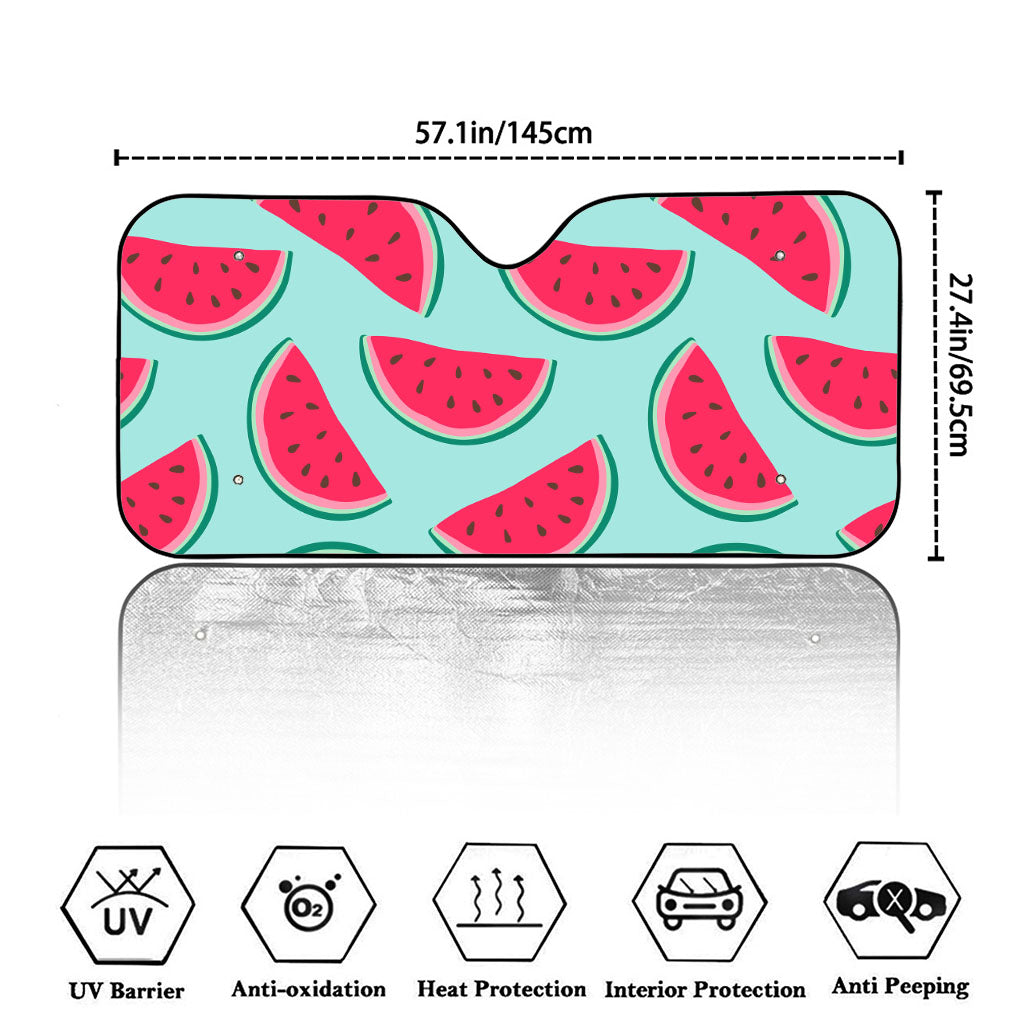 Blue Cute Watermelon Pattern Print Car Windshield Sun Shade