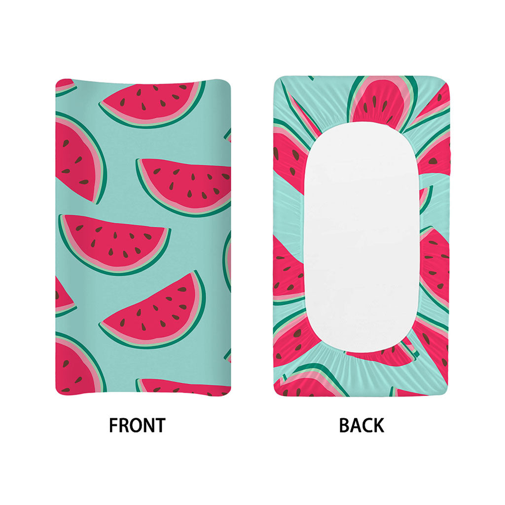 Blue Cute Watermelon Pattern Print Changing Pad Cover